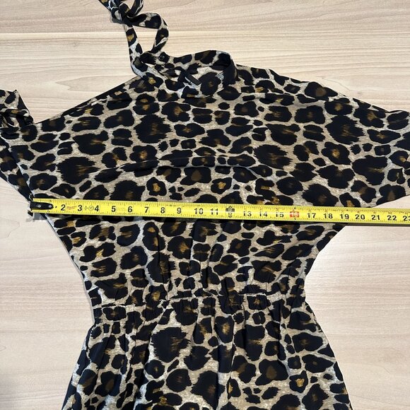 NWT Robert Rodriguez Cutout Shoulder Leopard Print Long Sleeve Dress X-Small XS - Picture 7 of 8